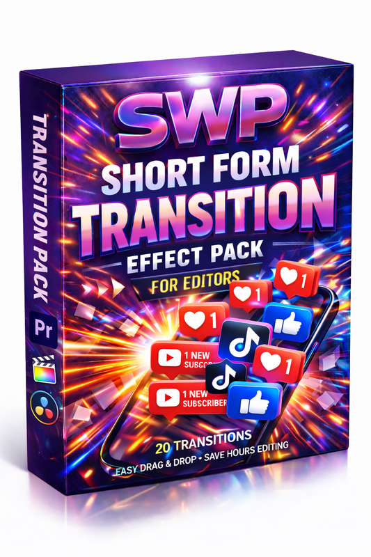 20 dynamic video transitions for Video Editors. Optimized for TikTok, Reels, and Shorts featuring zooms, bounce effects, and other distortions.